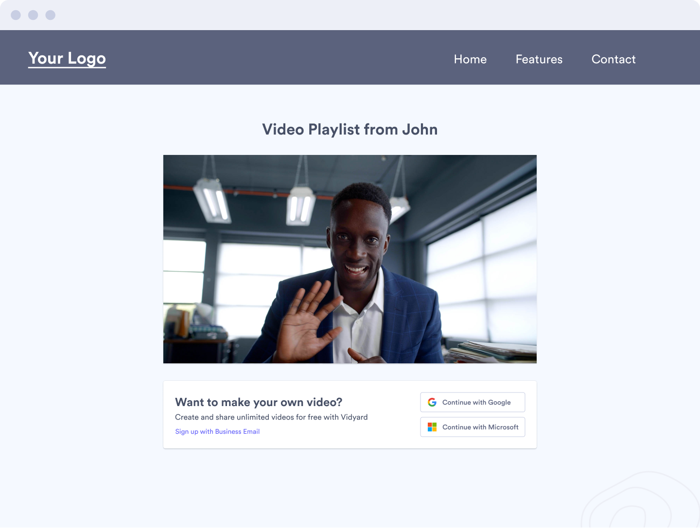 A screenshot of Vidyard Rooms feature.
